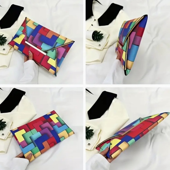 Beautiful Clutch Handbag Multi-Colored- Brand New - Picture 1 of 5